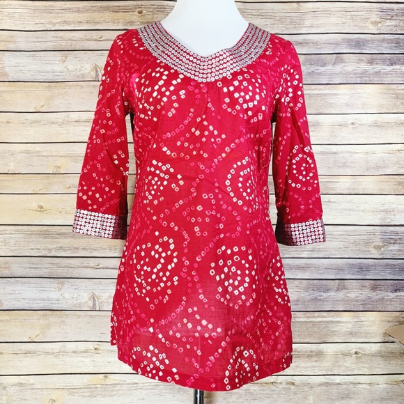 Calypso St. Barth Tops - Calypso St. Barth for Target Red Sequined Tunic